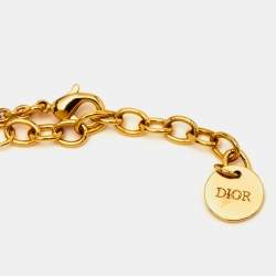 Pre Owned Dior Giraffe Crystals Gold Tone Bracelet