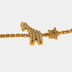 Pre Owned Dior Giraffe Crystals Gold Tone Bracelet