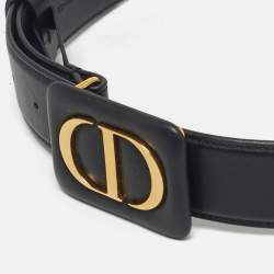 Pre Owned حزام خصر ديور شعار سي دي جلد أسود 70 سم