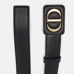 Pre Owned حزام خصر ديور شعار سي دي جلد أسود 70 سم