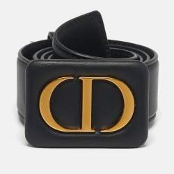 Pre Owned Dior CD Logo 70 CM Waist Belt Black Leather