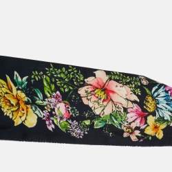 Pre Owned وشاح ديور حرير ميتزاه طباعة زهور أزرق منتصف الليل