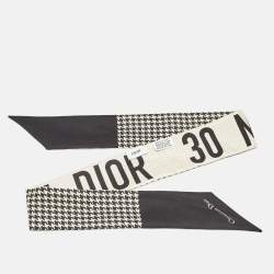 Pre Owned Dior Black & beige 30 Montaigne Printed Silk bandeau