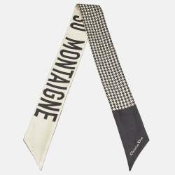 Pre Owned باندو حرير مطبوع ديور أسود وبيج 30 مونتين