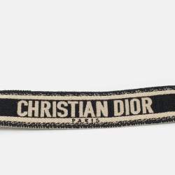 Pre Owned Dior Bag Shoulder Strap Black/Beige Embroidered Canvas and Leather