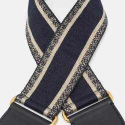 Pre Owned حمالة حقيبة كتف ديور كانفاس مطرز أسود