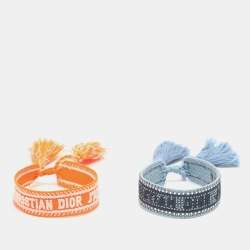 Pre Owned Dior Blue/Orange J'Adior Fabric Friendship Bracelet Set
