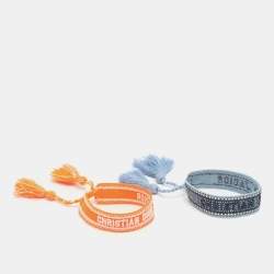 Pre Owned Dior Blue/Orange J'Adior Fabric Friendship Bracelet Set