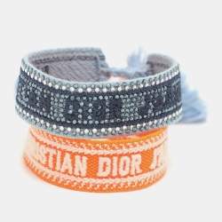 Pre Owned Dior Blue/Orange J'Adior Fabric Friendship Bracelet Set