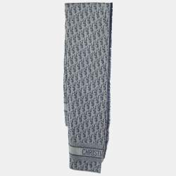 Pre Owned وشاح ديور حرير مربع نمط أوبليك أزرق كحلي