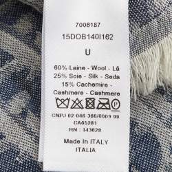 Pre Owned وشاح ديور حرير مربع نمط أوبليك أزرق كحلي