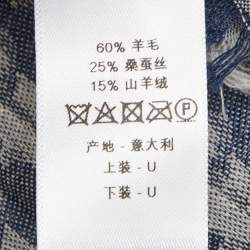 Pre Owned وشاح ديور حرير مربع نمط أوبليك أزرق كحلي