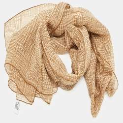 مملوكة مسبقًا Dior Beige Printed Silk Scarf