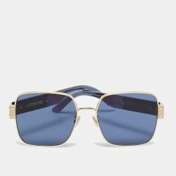 Pre Owned Dior Blue/Gold Tone DiorSignature S4U Square Sunglasses