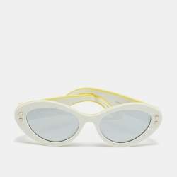 Pre Owned Dior White/Yellow Mirrored DiorPacific B1U 95A4 Cat Eye Sunglasses