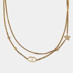 Pre Owned عقد ديور سي دي نجمة كريستال ذهبي اللون