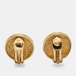 Pre Owned Dior CD Medallion Gold Tone Earrings