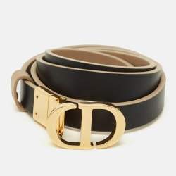 Pre Owned Dior CD 95 CM Reversible Buckle Belt Beige/Black Leather