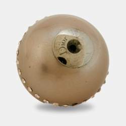 Pre Owned Dior Tribales Crystals Faux Pearl Silver Tone Earrings