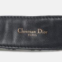 Pre Owned حزام ديور ديوركويك كانفاس أوبليك بيج/أزرق كحلي بإبزيم 85 سم 