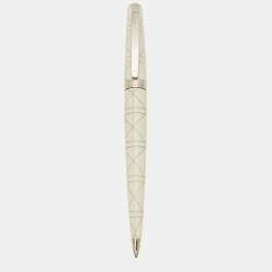 Pre Owned Dior White Composite Silver Tone Ballpoint Pen