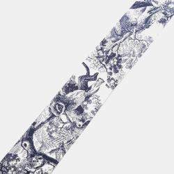 Pre Owned Dior Twilly Navy Blue, White Silk Scarf