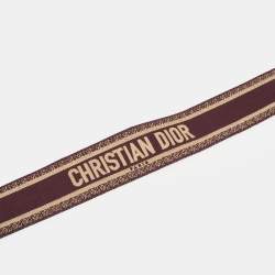 Pre Owned Dior Shoulder Bag Strap Burgundy Embroidered Canvas and Leather 
