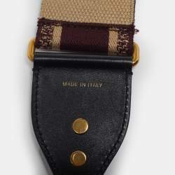 Pre Owned Dior Shoulder Bag Strap Burgundy Embroidered Canvas and Leather 