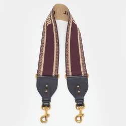 Pre Owned Dior Shoulder Bag Strap Burgundy Embroidered Canvas and Leather 