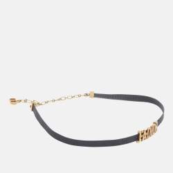 مملوكة مسبقًا Dior J'Adior Black Ribbon Gold Tone Slide Pendant Choker Necklace