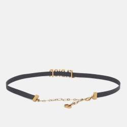 مملوكة مسبقًا Dior J'Adior Black Ribbon Gold Tone Slide Pendant Choker Necklace