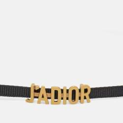 مملوكة مسبقًا Dior J'Adior Black Ribbon Gold Tone Slide Pendant Choker Necklace