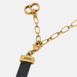 مملوكة مسبقًا Dior J'Adior Black Ribbon Gold Tone Slide Pendant Choker Necklace