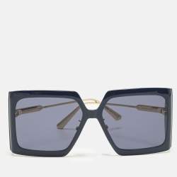 Pre Owned Dior Navy Blue/Gold Tone Dior Solar S2U 30BO Square Sunglasses