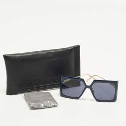 Pre Owned Dior Navy Blue/Gold Tone Dior Solar S2U 30BO Square Sunglasses