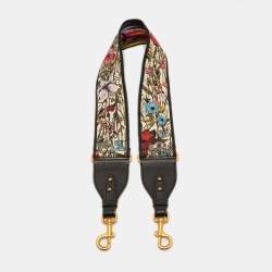 Pre Owned Dior Bag Shoulder Strap Multicolor Floral Embroidered Canvas and Leather