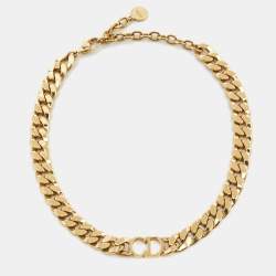 Pre Owned Dior CD Danseuse Etoile Gold Tone Choker Necklace