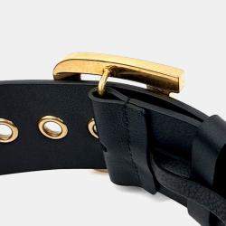 مملوكة مسبقًا Dior Black Leather Quake Belt