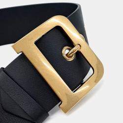 مملوكة مسبقًا Dior Black Leather Quake Belt