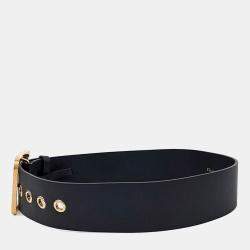 مملوكة مسبقًا Dior Black Leather Quake Belt