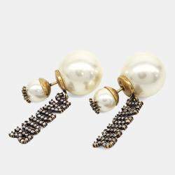 Pre Owned Dior Gold Peral Tribal Earrings