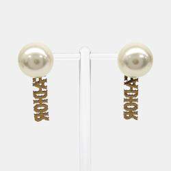 Pre Owned Dior Gold Peral Tribal Earrings