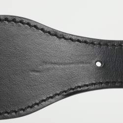 Pre Owned Dior Navy Blue Embroidered Canvas and Leather Buckle Waist Belt 75CM