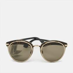 Pre Owned Dior Black/Brown Off Set 5812M Round Sunglasses
