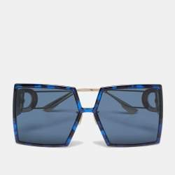 Pre Owned Dior Blue/Gold Tone JBWA9 30Montaigne Oversized Sunglasses