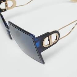 Pre Owned Dior Blue/Gold Tone JBWA9 30Montaigne Oversized Sunglasses