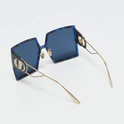 Pre Owned Dior Blue/Gold Tone JBWA9 30Montaigne Oversized Sunglasses