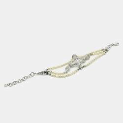 مملوكة مسبقًا Dior Crystals Faux Pearl Silver Tone Bracelet