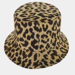 Pre Owned Christian Dior Beige Brown Leopard Bucket Hat #58