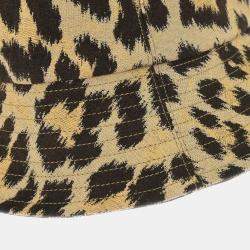 Pre Owned Christian Dior Beige Brown Leopard Bucket Hat #58